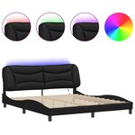 vidaXL Cadre de lit avec LED sans matelas noir 180x200 cm