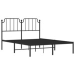 vidaXL Cadre de lit métal avec tête de lit noir 135x190 cm