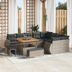 Ensemble de Canapé de Jardin vidaXL 12 pièces avec Coussins Gris Poly Rattan Acacia