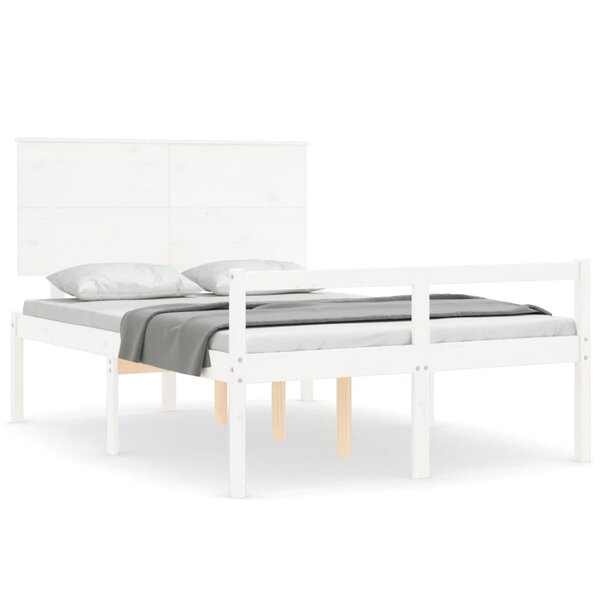 vidaXL Lit pour personne âgée et tête de lit double bois massif