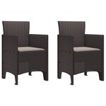 vidaXL Set de Salle à Manger de Jardin 3 Pièces avec Coussins en Poly Rattan Marron
