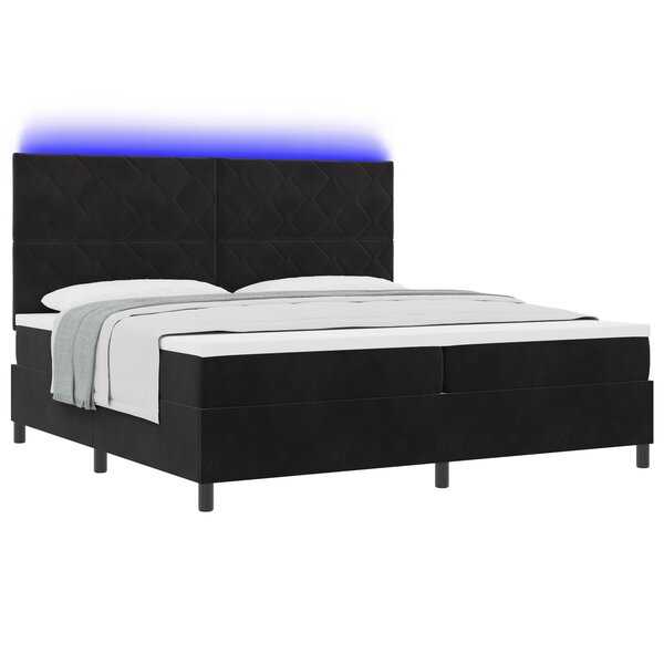 vidaXL Lit à ressorts avec matelas et LED Noir 200x200 cm Velours