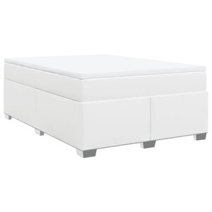 vidaXL Sommier à lattes de lit avec matelas Blanc 140x190cm Similicuir