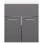 vidaXL Armoire d'évier avec lavabo intégré Gris brillant Aggloméré