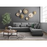 Canapé d'angle réversible convertible SEVARA 4 places - PU et Gris - Coffre de rangement - 267 x 200 x 90 cm