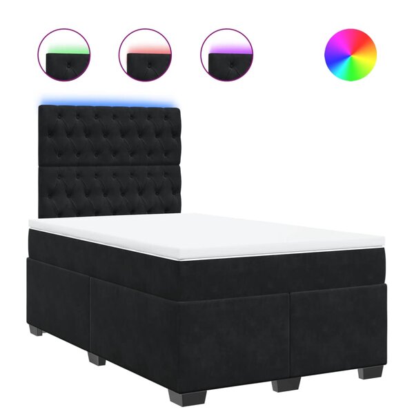 vidaXL Sommier à lattes de lit avec matelas noir 120x190 cm velours
