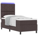vidaXL Lit ressort avec matelas & LED Marron foncé 80x200 cm Tissu