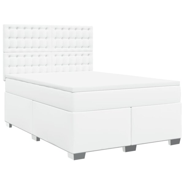vidaXL Sommier à lattes de lit avec matelas Blanc 140x200cm Similicuir