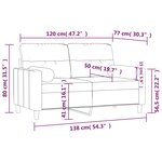 vidaXL Canapé 2 places avec oreillers décoratifs marron 120 cm tissu