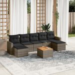 vidaXL Salon de jardin 8 Pièces avec coussins gris résine tressée