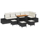 Ensemble de Canapés de Jardin vidaXL 10 Pièces avec Coussins Rattan Poly Noir
