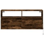 vidaXL Meuble TV mural avec lumières LED chêne fumé 100x31x45 cm