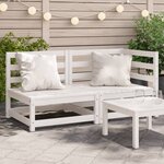 vidaXL Canapé de jardin 2 places blanc bois de pin massif