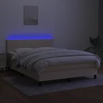 vidaXL Sommier à lattes de lit avec matelas LED Crème 140x190 cm Tissu
