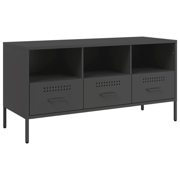 vidaXL Meuble TV noir 100 5x39x50 5 cm acier laminé à froid
