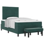 vidaXL Lit à Sommier avec Matelas & Banc Vert Foncé 120x200 cm Velours