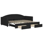 vidaXL Lit de jour avec gigogne et tiroirs noir 90x190 cm tissu
