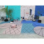 Tapis coton rond lignes graphiques - rose -160 Ø