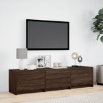 vidaXL Meuble TV avec LED chêne marron 165x34x40 cm bois d'ingénierie