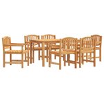 vidaXL Ensemble à manger de jardin 7 Pièces Bois de teck solide