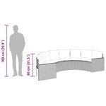 vidaXL Canapé de jardin table coussins demi-rond beige résine tressée