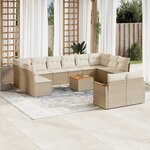vidaXL Salon de jardin avec coussins 13 Pièces beige résine tressée