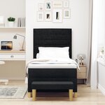 vidaXL Lit à Ressorts avec Matelas & Banc Noir 100x200 cm Tissu