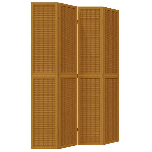 vidaXL Cloison de séparation 4 panneaux marron bois paulownia massif