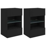 vidaXL Meubles TV muraux avec lumières LED 2 Pièces noir 40x30x60 5 cm