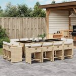 vidaXL Ensemble à manger de jardin et coussins 13 Pièces beige