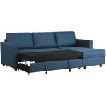 Canapé d'angle convertible réversible 3 places CATS - Tissu bleu - 222 x 150 x 86 cm