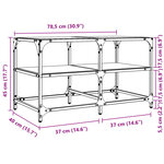 vidaXL Table basse avec dessus en verre transparent 78 5x40x45cm acier
