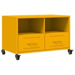 vidaXL Meuble TV jaune moutarde 68x39x43 5 cm acier laminé à froid