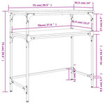 vidaXL Table console chêne fumé 75x35 5x75 cm bois d'ingénierie