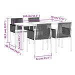 vidaXL Ensemble à manger de jardin coussins 5Pièces noir rotin et acier