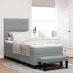 vidaXL Lit à ressorts avec matelas et banc gris clair 90x200 cm en tissu