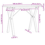 vidaXL Table à manger cadre en Y 100x50x75 5 cm bois pin massif acier