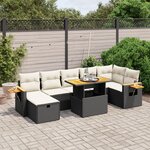 vidaXL Salon de jardin 8 Pièces avec coussins noir résine tressée