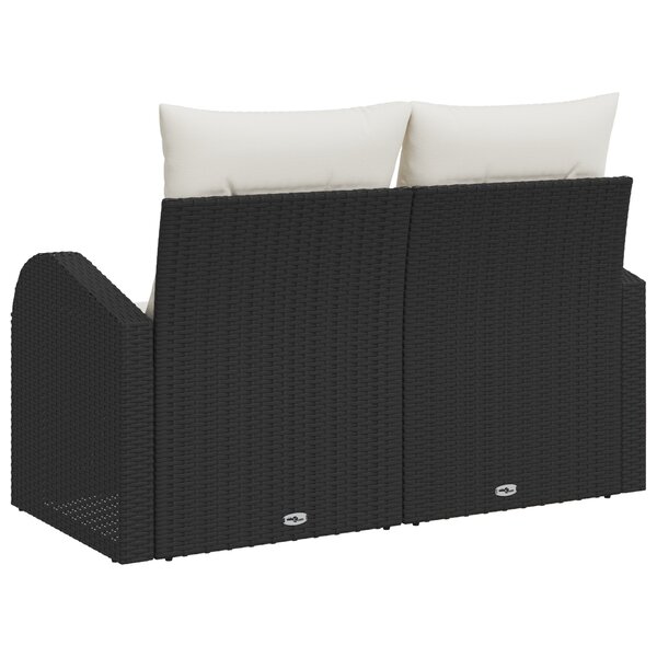 vidaXL Canapé de jardin 2 places avec rangement et coussins en rattan noir