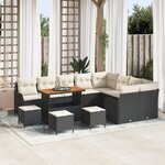 Ensemble de canapés de jardin vidaXL 13 pièces avec coussins  rotin poly noir  acacia