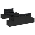 vidaXL Ensemble de Canapé de Jardin de 6 Pièces avec Oreillers Noir Rattan Poly