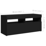 vidaXL Meuble TV avec lumières LED noir 90x35x40 cm