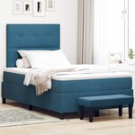 vidaXL Lit avec sommier à ressorts avec matelas et banc bleu foncé 120x200 cm en velours