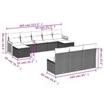 vidaXL Salon de jardin 10 Pièces avec coussins noir résine tressée