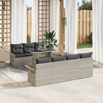 vidaXL Ensemble de Canapés de Jardin 8 Pièces avec Coussins Gris Clair Poly Rotin