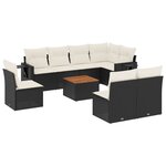 vidaXL Salon de jardin 9 Pièces avec coussins noir résine tressée