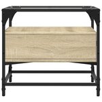 vidaXL Table basse et dessus en verre chêne sonoma 50x50x45 cm acier