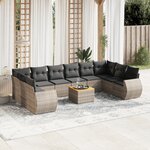 vidaXL Salon de jardin 11 Pièces avec coussins gris résine tressée