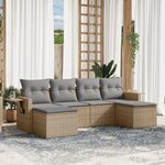 vidaXL Salon de jardin avec coussins 6 Pièces beige résine tressée