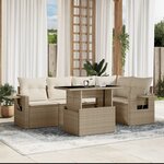 vidaXL Salon de jardin avec coussins 6 Pièces beige résine tressée